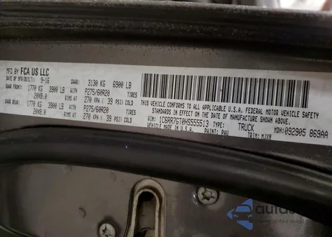 2017 Ram 1500 Slt from USA, damaged, VIN 1C6RR7GT0HS555513